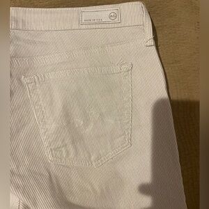 AG Adriano Goldschmied Cream Striped Ankle Pants